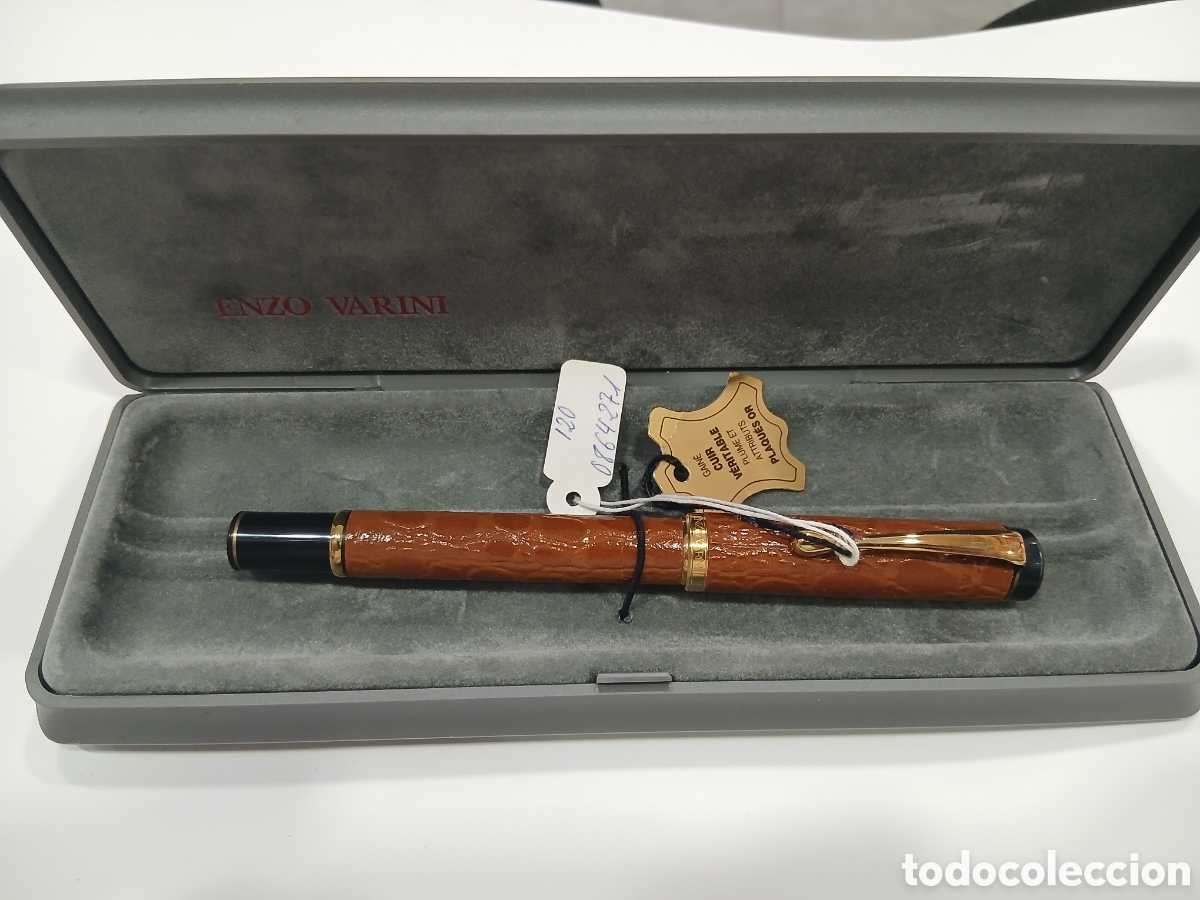 Penne stilografiche antiche: Pluma Enzo Varini en cuero. A estrenar. (L68)