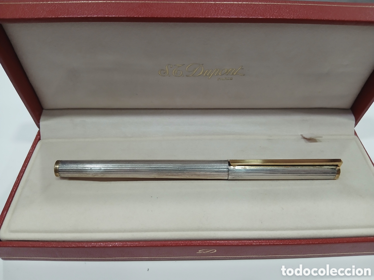 Penne stilografiche antiche: SALIDA 0.01&euro;. Pluma estilogr&aacute;fica Dupont Plata y plumin oro 18K. (L68)
