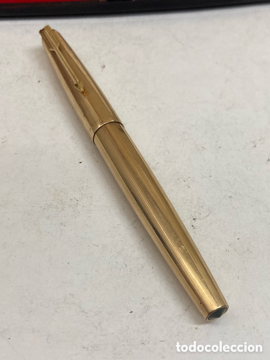 Plumas estilogr&aacute;ficas antiguas: Pluma Parker 61 cuerpo Gold 14kt en su estuche
