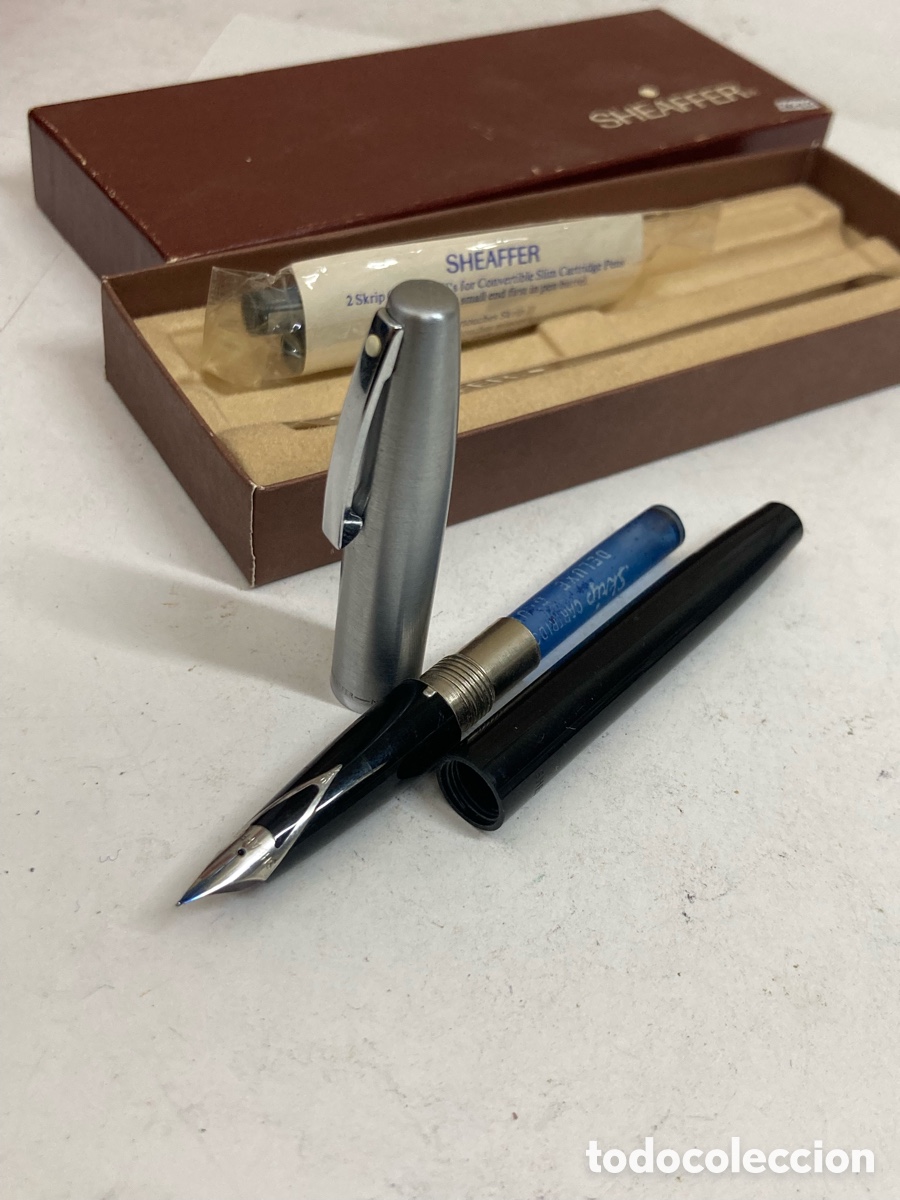 Plumas estilogr&aacute;ficas antiguas: Pluma Sheaffer cuerpo celuloide negro /PLUMA26 - Foto 2