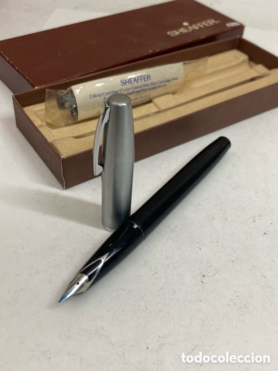 Plumas estilogr&aacute;ficas antiguas: Pluma Sheaffer cuerpo celuloide negro /PLUMA26 - Foto 1