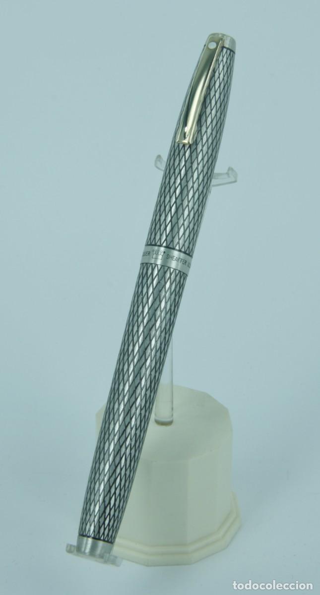 Plumas de tinta permanente antigas: SHEAFFER. Pluma estilogr&aacute;fica &rdquo;SILVER IMPERIAL&rdquo; Plata maciza 925 Plum&iacute;n oro macizo 14K NEW OLD STOCK