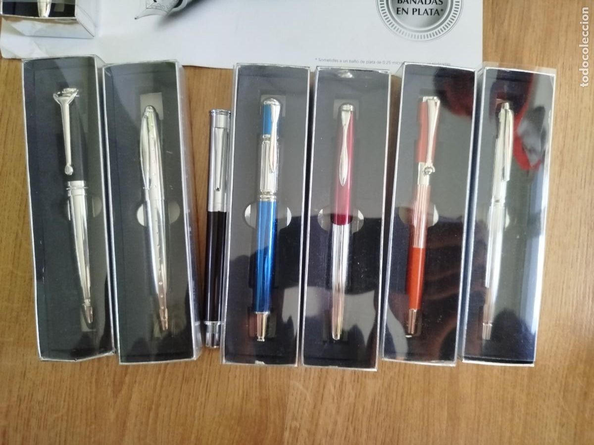 Plumas estilogr&aacute;ficas antiguas: Plumas de colecci&oacute;n ba&ntilde;adas en plata - Foto 2