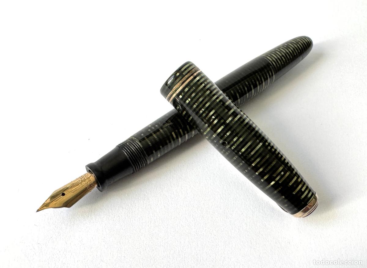 Plumas estilogr&aacute;ficas antiguas: PARKER VACUMATIC CANADA, PRECIOSA RESINA VERDE MARMOLADA, MADE IN CANADA