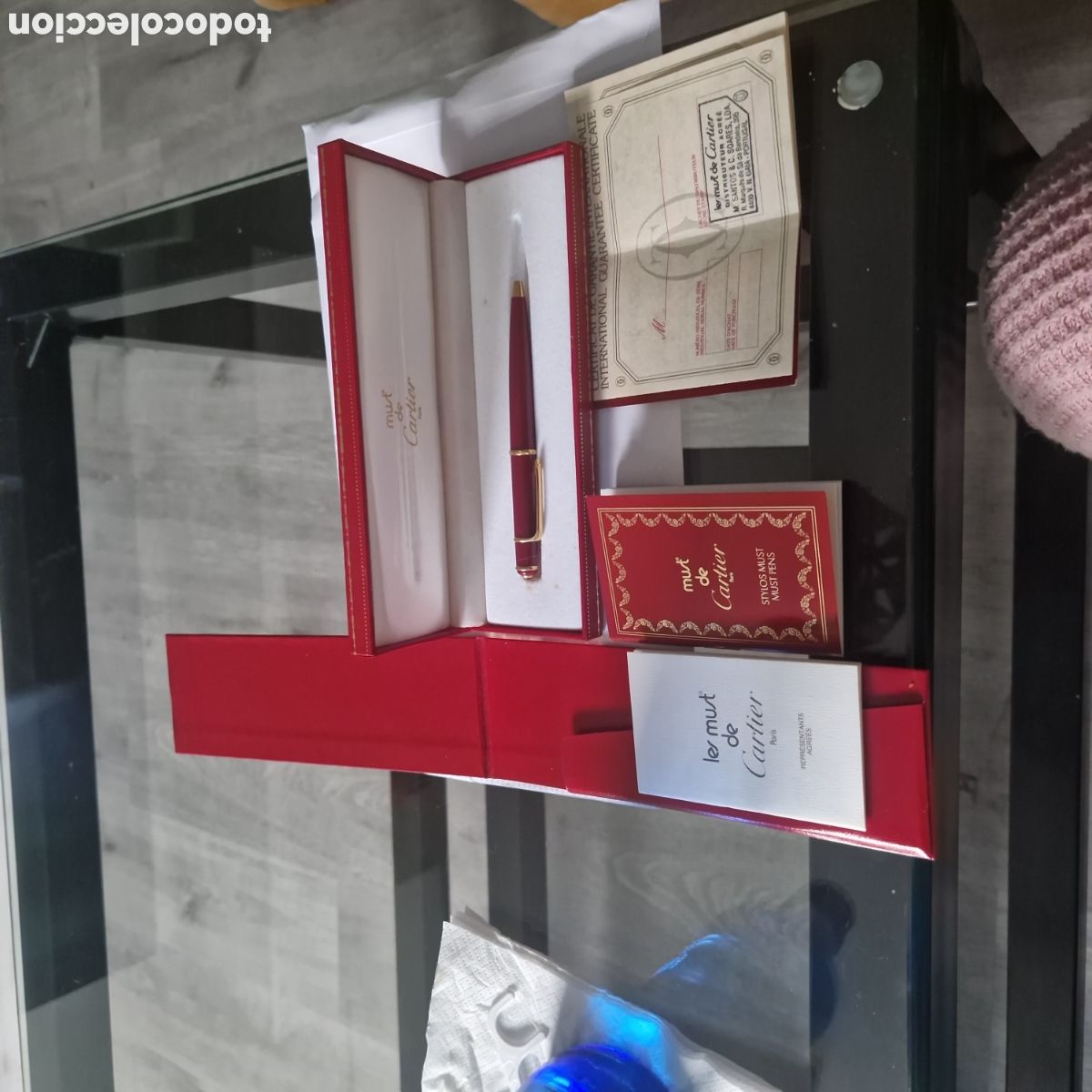 Plumas estilogr&aacute;ficas antiguas: Bol&iacute;grafo Cartier Must Trinity - Laca de China Aut&eacute;ntica - Full Set (Caja y Papeles)