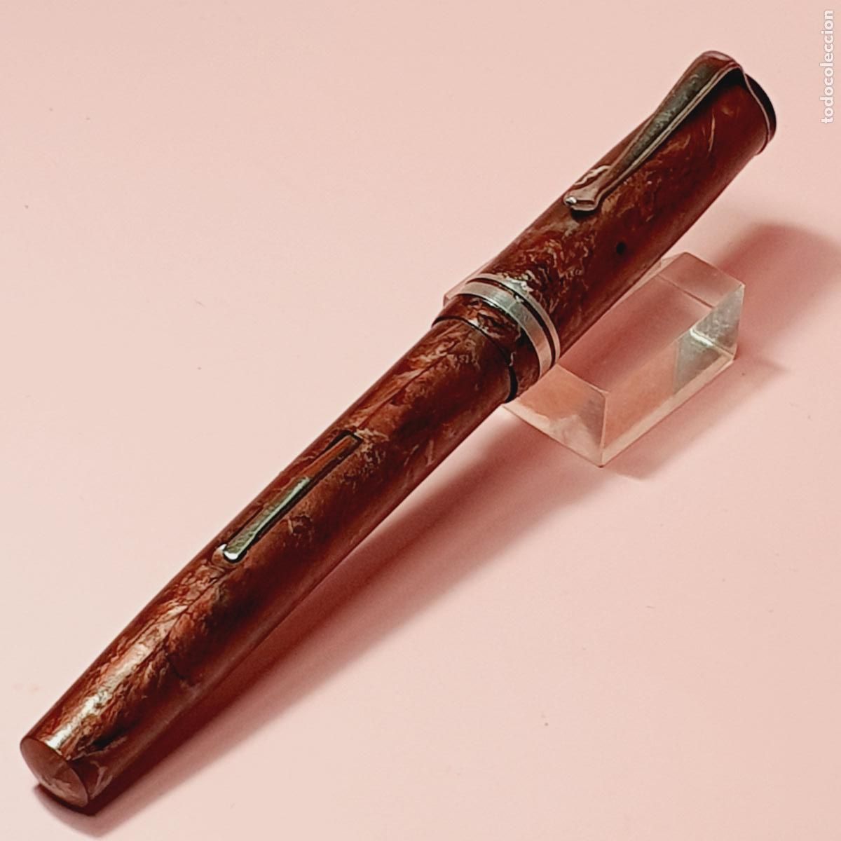 Plumas estilogr&aacute;ficas antiguas: 9856*PLUMA ESTILOGR&Aacute;FICA-SIN MARCA-ROMUS?(FRANCIA)-BUEN ESTADO-MARMOLADOS BURDEOS-VER F