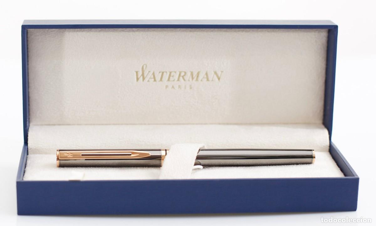 Plumas estilogr&aacute;ficas antiguas: Pluma Estilogr&aacute;fica WATERMAN H&Eacute;MISPH&Egrave;RE - Acabado Acero y Oro - Estuche Original