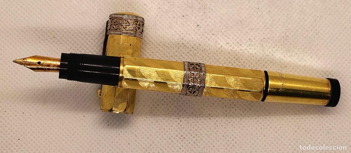 Plumas estilogr&aacute;ficas antiguas: WATERMAN - MODELO IDEAL 42 - PLUMA 18 Ktes. RETRACTIL - TAPA DE SEGURIDAD - FORMA OCTOGONAL LAMINADA