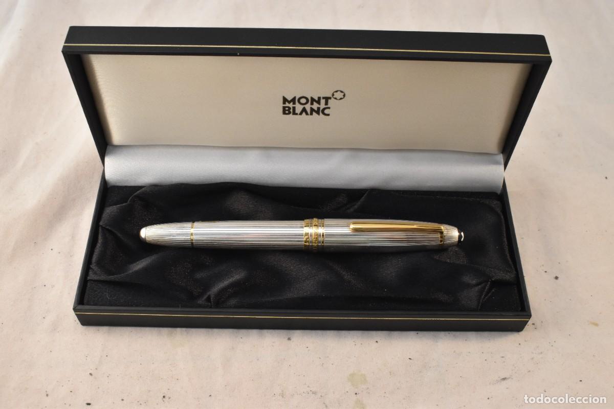 Plumas estilogr&aacute;ficas antiguas: Pluma Montblanc Meisterstuck en plata con plumin de oro de 18 kt