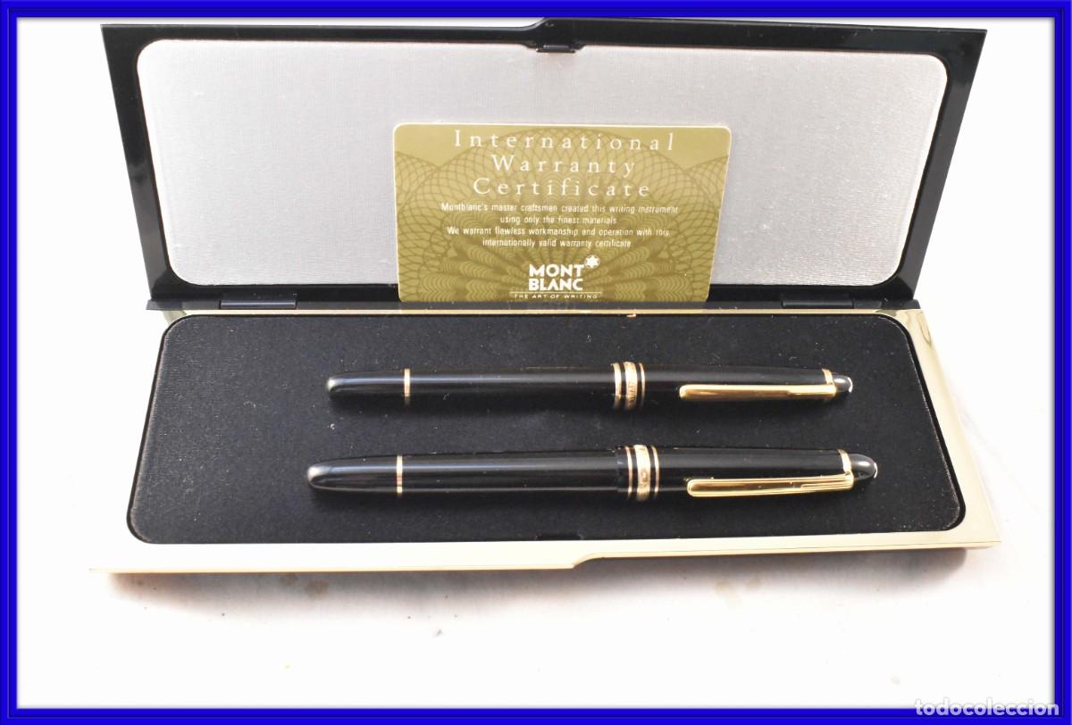 Plumas estilogr&aacute;ficas antiguas: Pluma y boligrafo Montblanc Meisterstuck con plumin de oro 14 kt