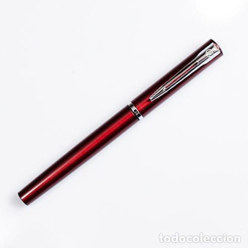 Penne stilografiche antiche: Waterman estilogr&aacute;fica vintage roja &mdash; plum&iacute;n acero &mdash; cartucho/conversor &mdash; a&ntilde;os 80-90