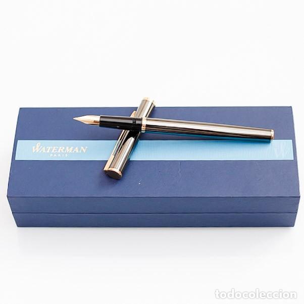 Old Fountain Pens: Pluma Estilogr&aacute;fica WATERMAN H&Eacute;MISPH&Egrave;RE - Acabado Acero y Oro - Estuche Original