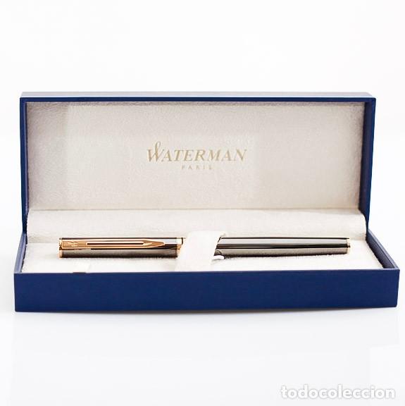 Penne stilografiche antiche: Pluma Estilogr&aacute;fica WATERMAN H&Eacute;MISPH&Egrave;RE - Acabado Acero y Oro - Estuche Original