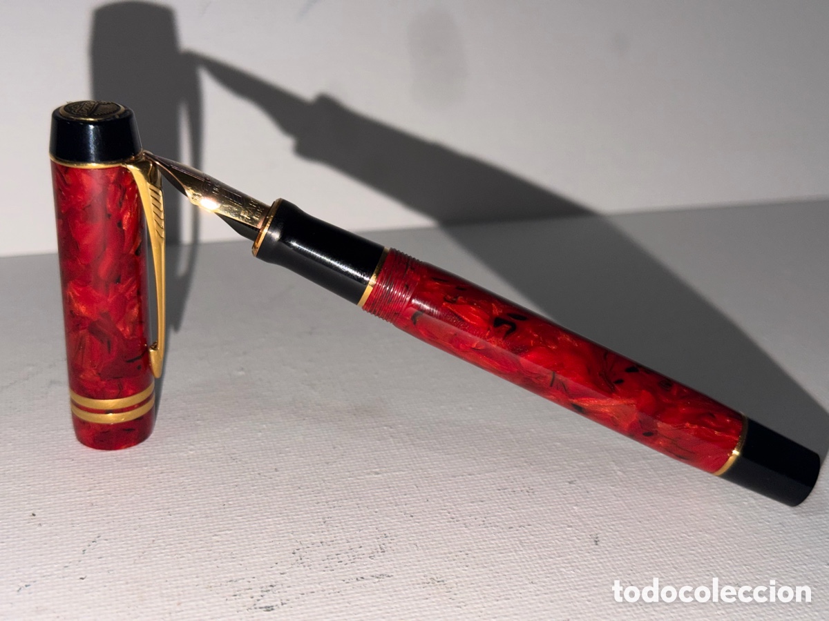 Plumas estilogr&aacute;ficas antiguas: Pluma estilogr&aacute;fica Parker Doufold Red jasper