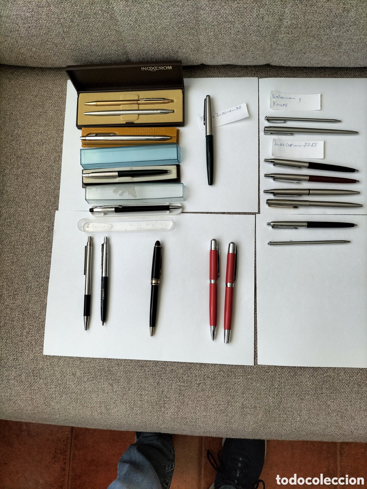 Plumas estilogr&aacute;ficas antiguas: Pluma Parker 77,lote bol&iacute;grafos waterman,inoxcrom y mas