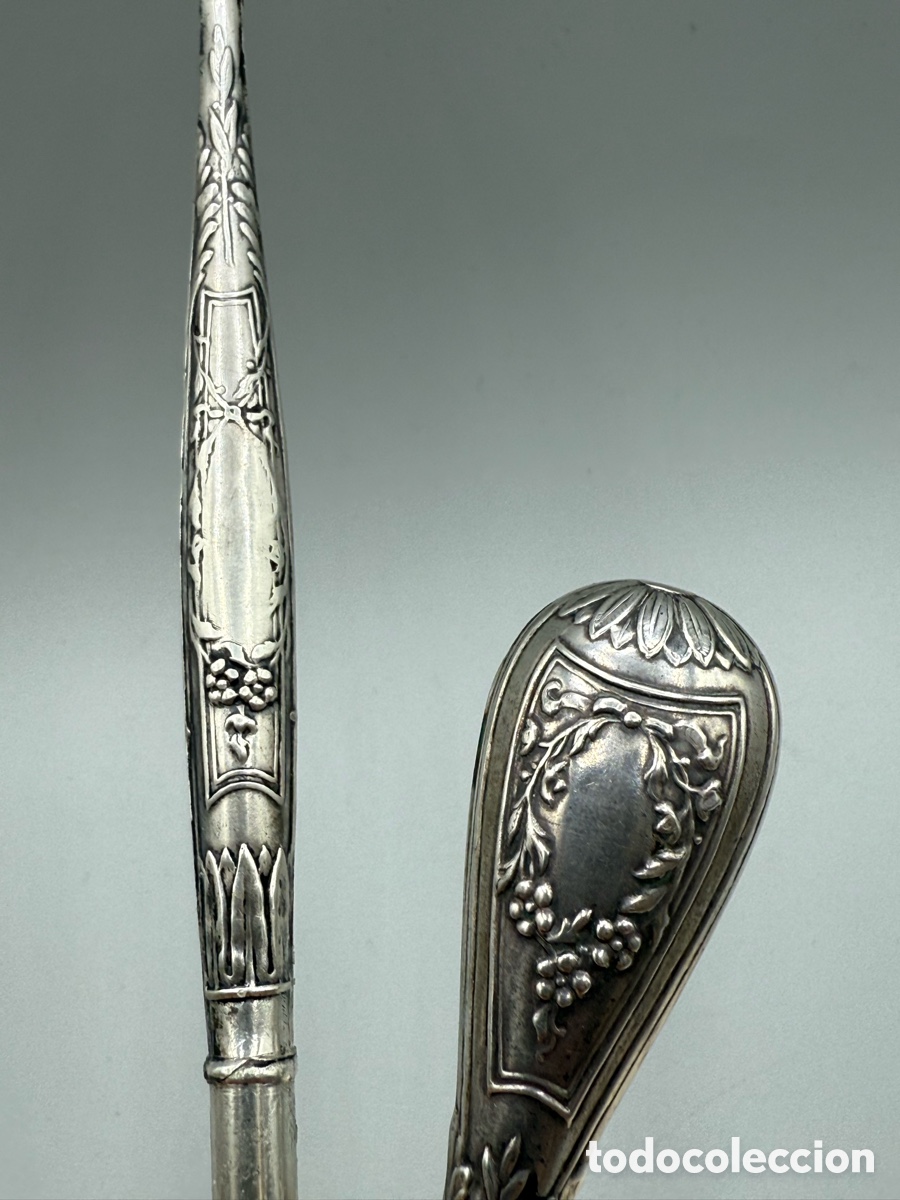 Plumas estilogr&aacute;ficas antiguas: Estuche pluma y sello en plata 800. - Foto 6