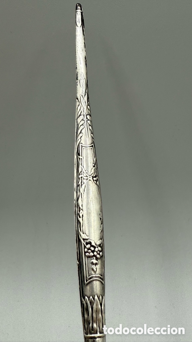 Plumas estilogr&aacute;ficas antiguas: Estuche pluma y sello en plata 800. - Foto 7