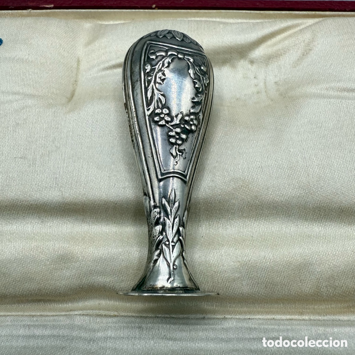 Plumas estilogr&aacute;ficas antiguas: Estuche pluma y sello en plata 800. - Foto 12