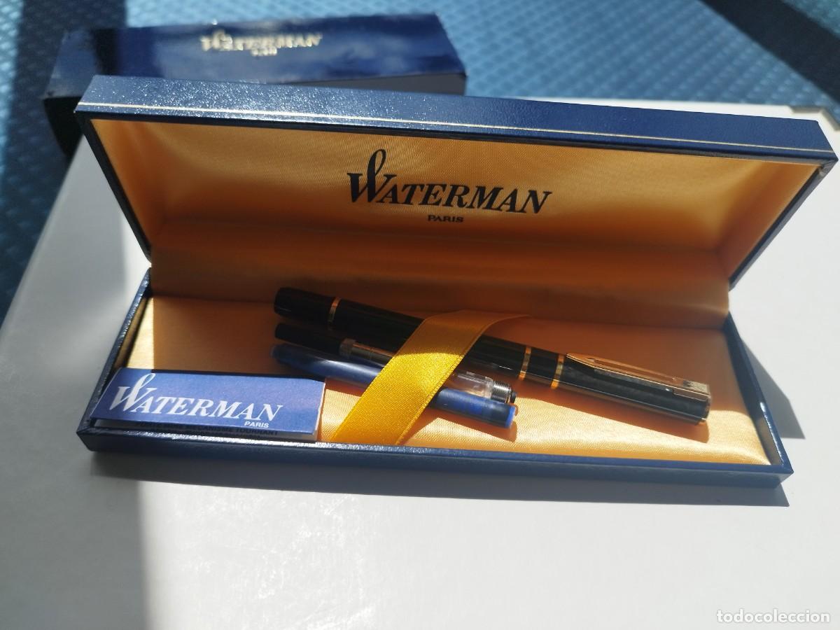 Plumas estilogr&aacute;ficas antiguas: Pluma Waterman Paris Negra con estuche