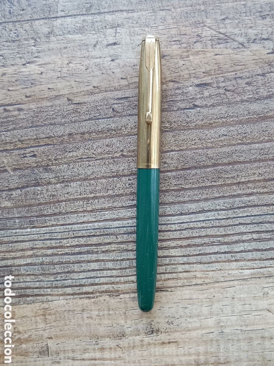 Plumas de tinta permanente antigas: ANTIGUA PLUMA ESTILOGR&Aacute;FICA - VERDE Y DORADO - PARECE PARKER 51