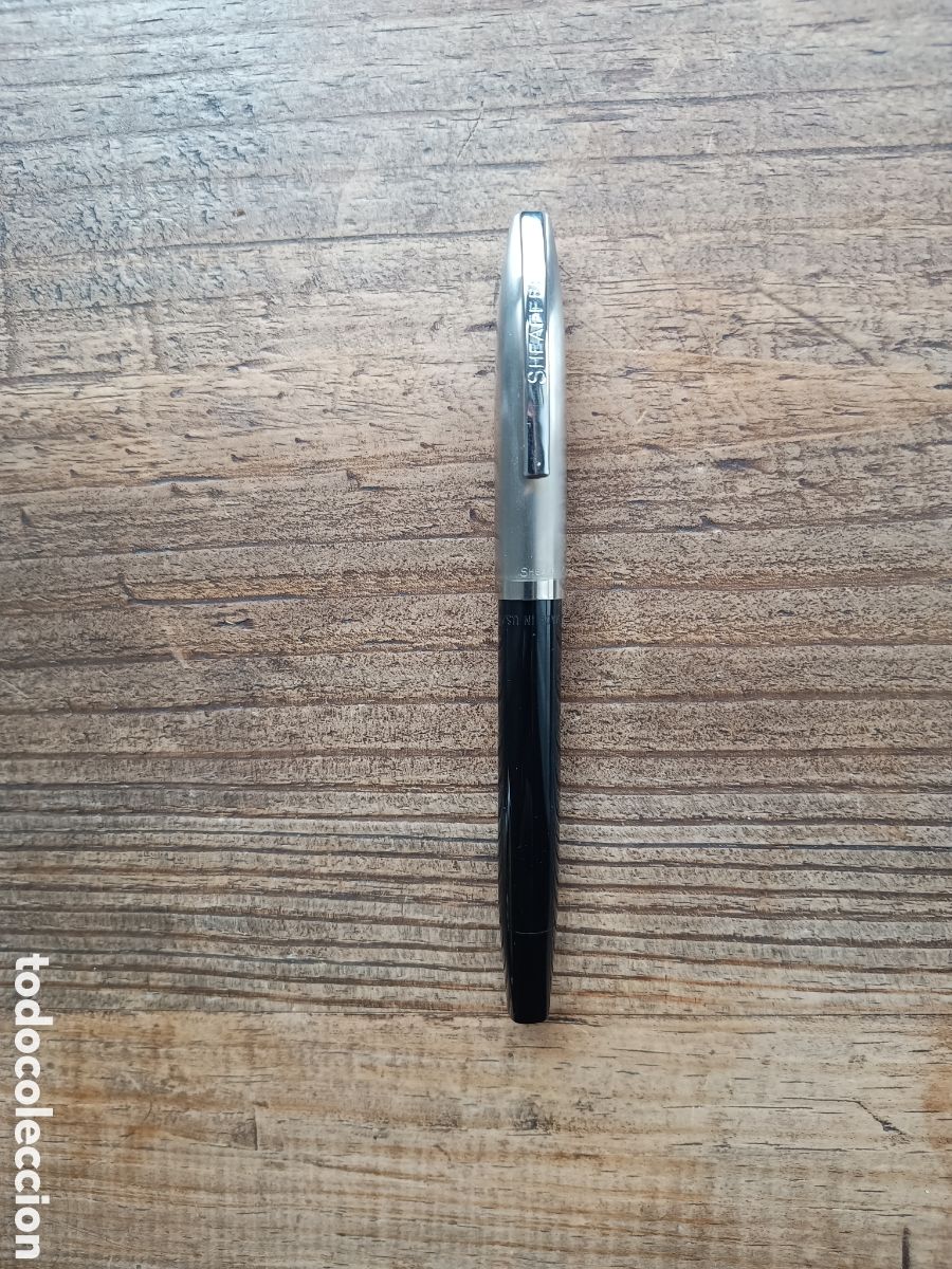 Plumas de tinta permanente antigas: SHEAFFER IMPERIAL II 1960 - ACERO Y PL&Aacute;STICO NEGRO - TOUCHDOWN