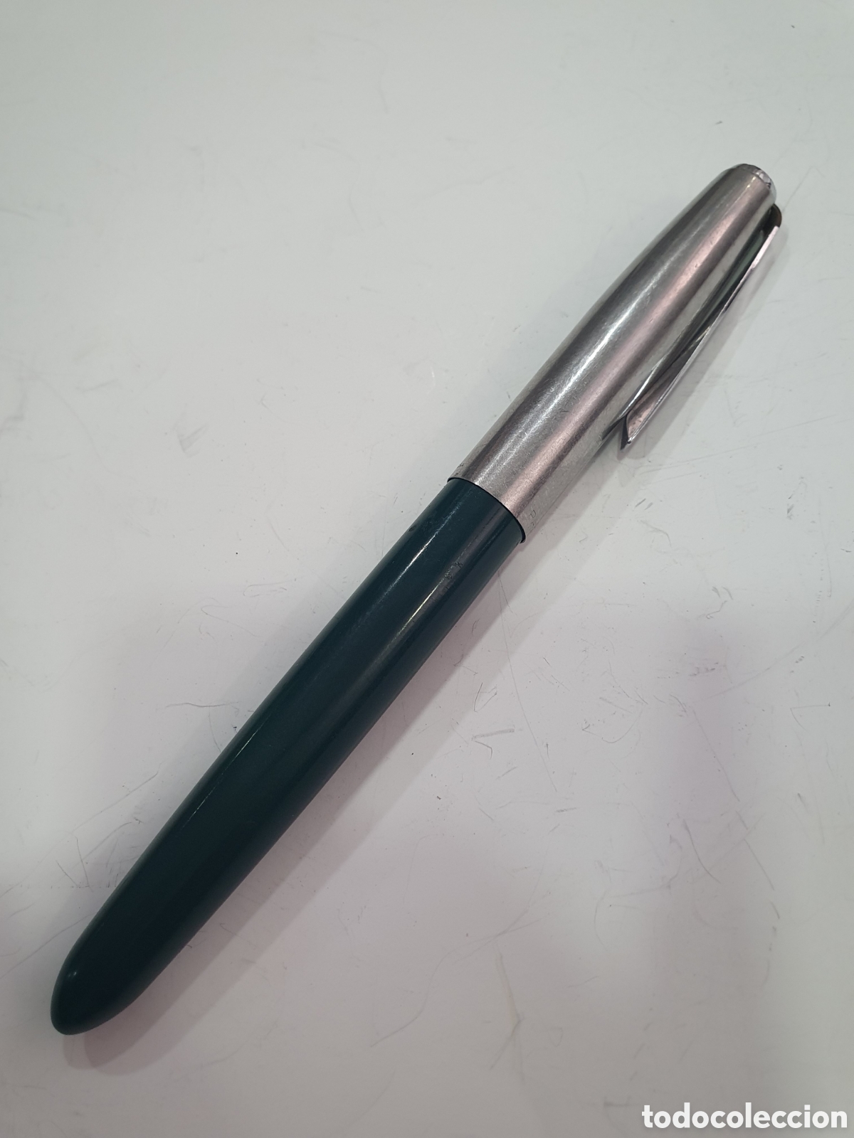 Plumas de tinta permanente antigas: Estilografica Parker 21 verde y acero. (L128)