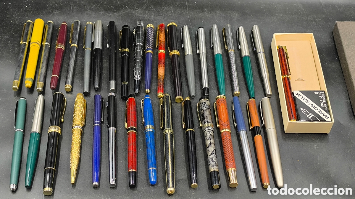 Penne stilografiche antiche: 35 plumas. Varias de colecci&oacute;n Iridium, Parker45 inoxcrom 55, 77, waterman,