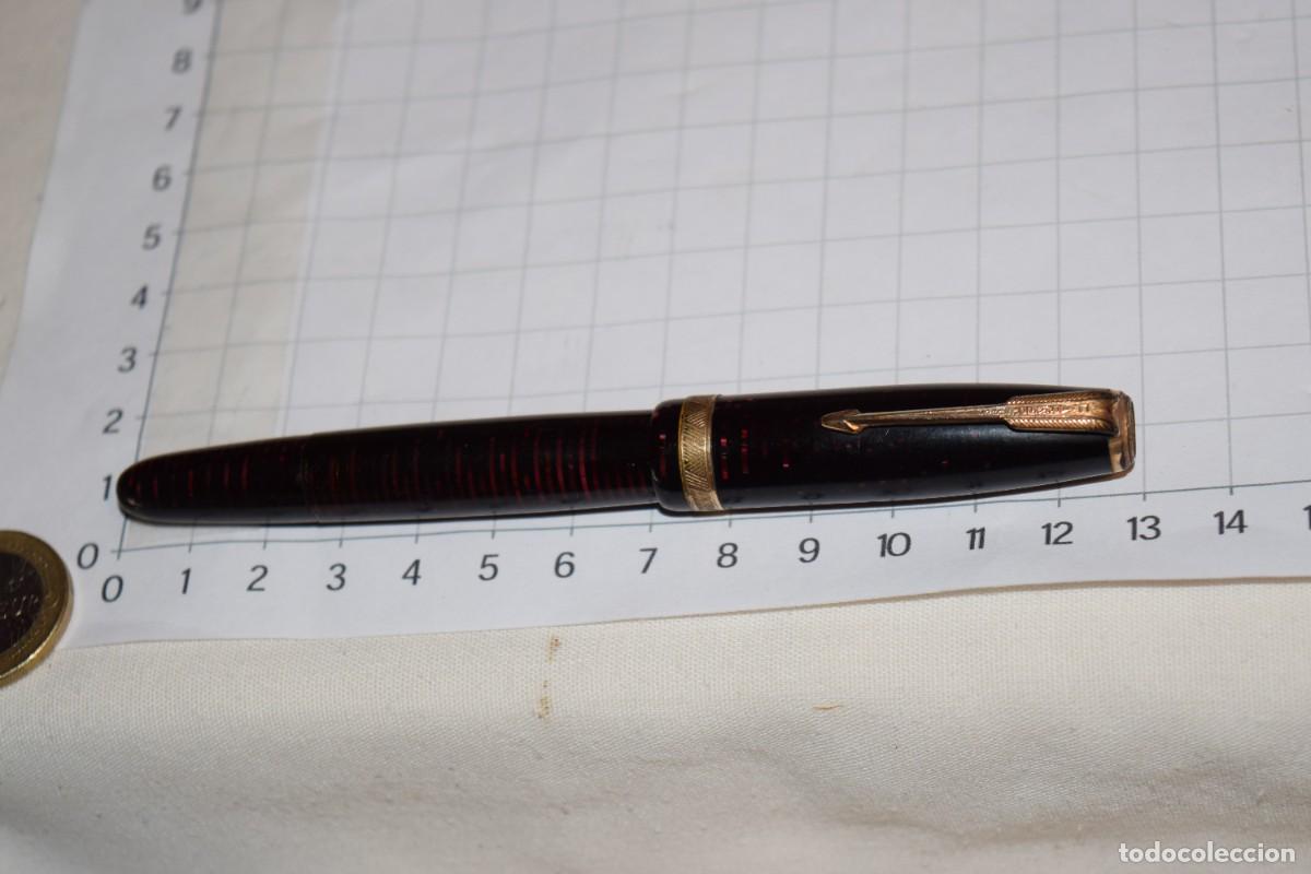 Plumas estilogr&aacute;ficas antiguas: PARKER VACUMATIC CANADA / JASPEADA en TONO/COLOR ROSADO - Plum&iacute;n PARKER 14 K - &iexcl;Mira fotos/detalles!