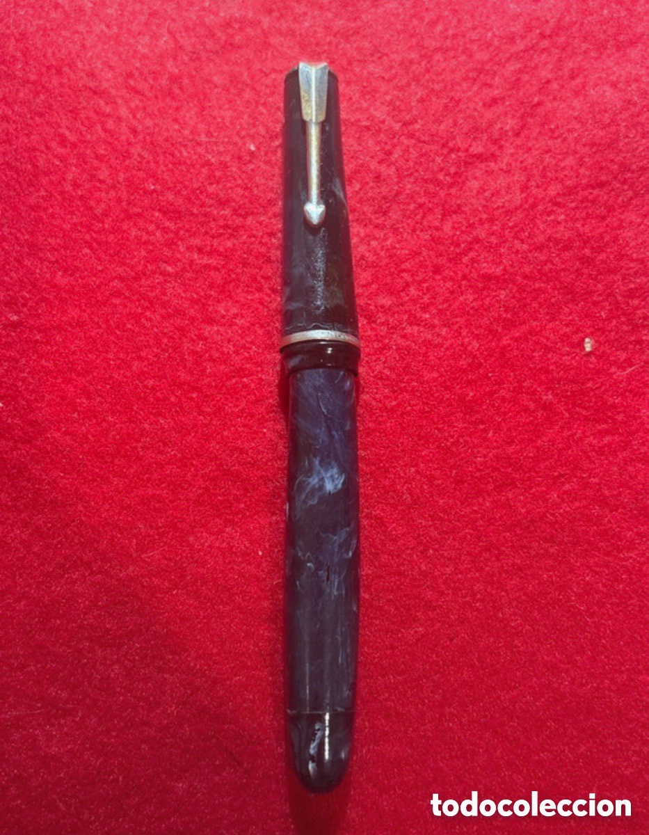 Alte F&uuml;llfederhalter: Antigua pluma marmolada con plumin de oro 14k (A15)