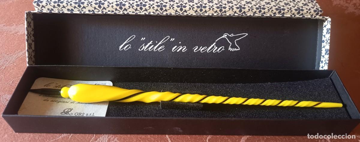 Alte F&uuml;llfederhalter: ANTIGUA Y COLORIDA PLUMA DE CRISTAL DE MURANO. VINTAGE