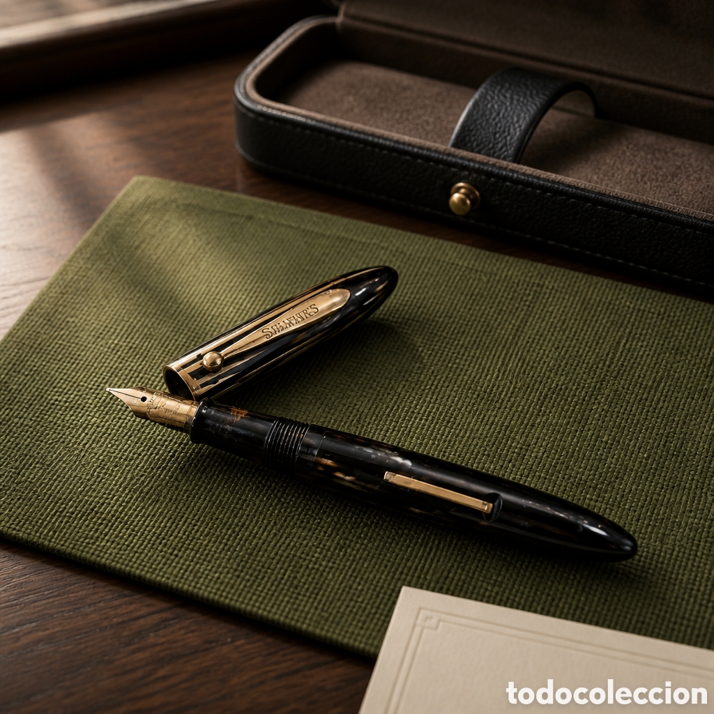 Plumas estilogr&aacute;ficas antiguas: PLUMA ESTILOGRAFICA. SHEAFFER. BALANCE , JUNIOR . PLUMIN ORO 14 KILATES .MARRON RAYADO