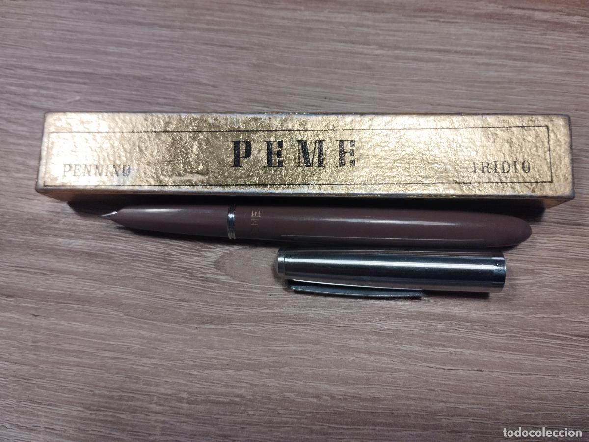 Alte F&uuml;llfederhalter: PLUMA ESTILOGR&Aacute;FICA. MARCA PEME. ITALIA. MARRON CREMA. CAPUCHO ACERO. PLUMIN IRIDIO. CAJA ORIGINAL