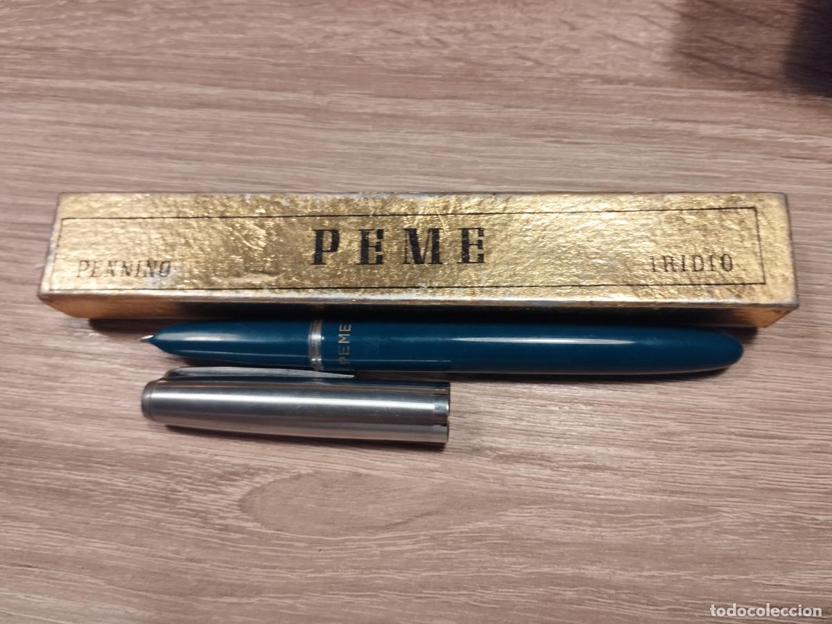 Alte F&uuml;llfederhalter: PLUMA ESTILOGR&Aacute;FICA. MARCA PEME. ITALIA. AZUL OSCURO. CAPUCHON ACERO. PLUMIN IRIDIO. CAJA ORIGINAL