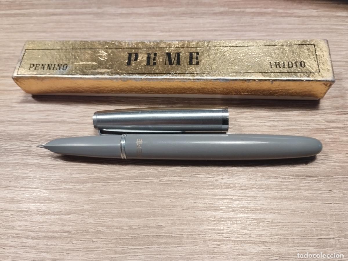 Alte F&uuml;llfederhalter: PLUMA ESTILOGR&Aacute;FICA. MARCA PEME. ITALIA. GRIS CLARO. CAPUCHON ACERO. PLUMIN IRIDIO. CAJA ORIGINAL