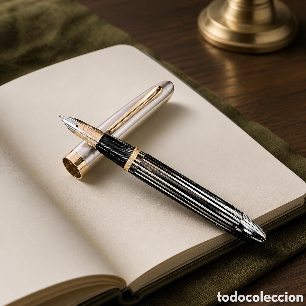 Plumas estilogr&aacute;ficas antiguas: PLUMA ESTILOGRAFICA SHEAFFER TRIUMPH SENTINEL DELUXE . PLUMIN LIFETIME ORO 14 KILATES . 1947