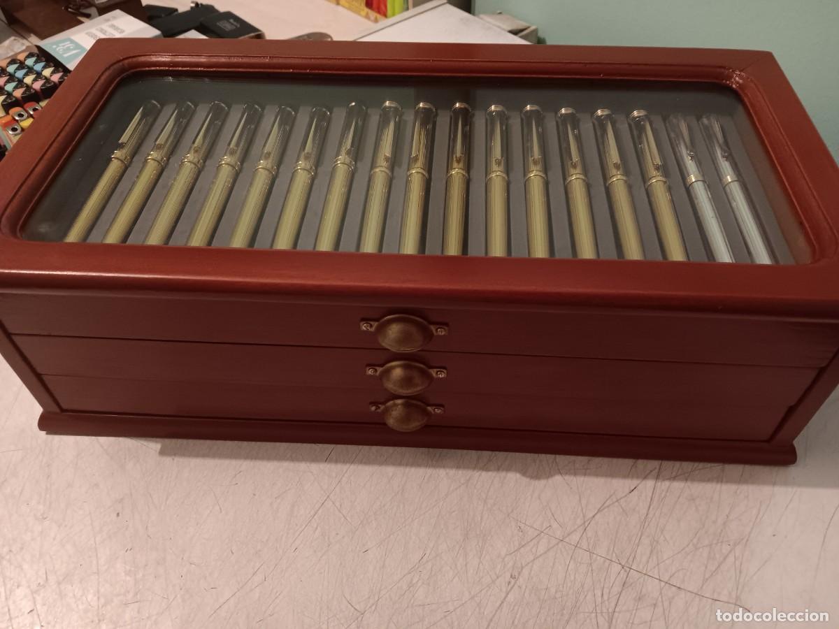 Plumas estilogr&aacute;ficas antiguas: Lote 48 plumas con expositor nuevas distintos dise&ntilde;os chapados en oro iridium point germany.