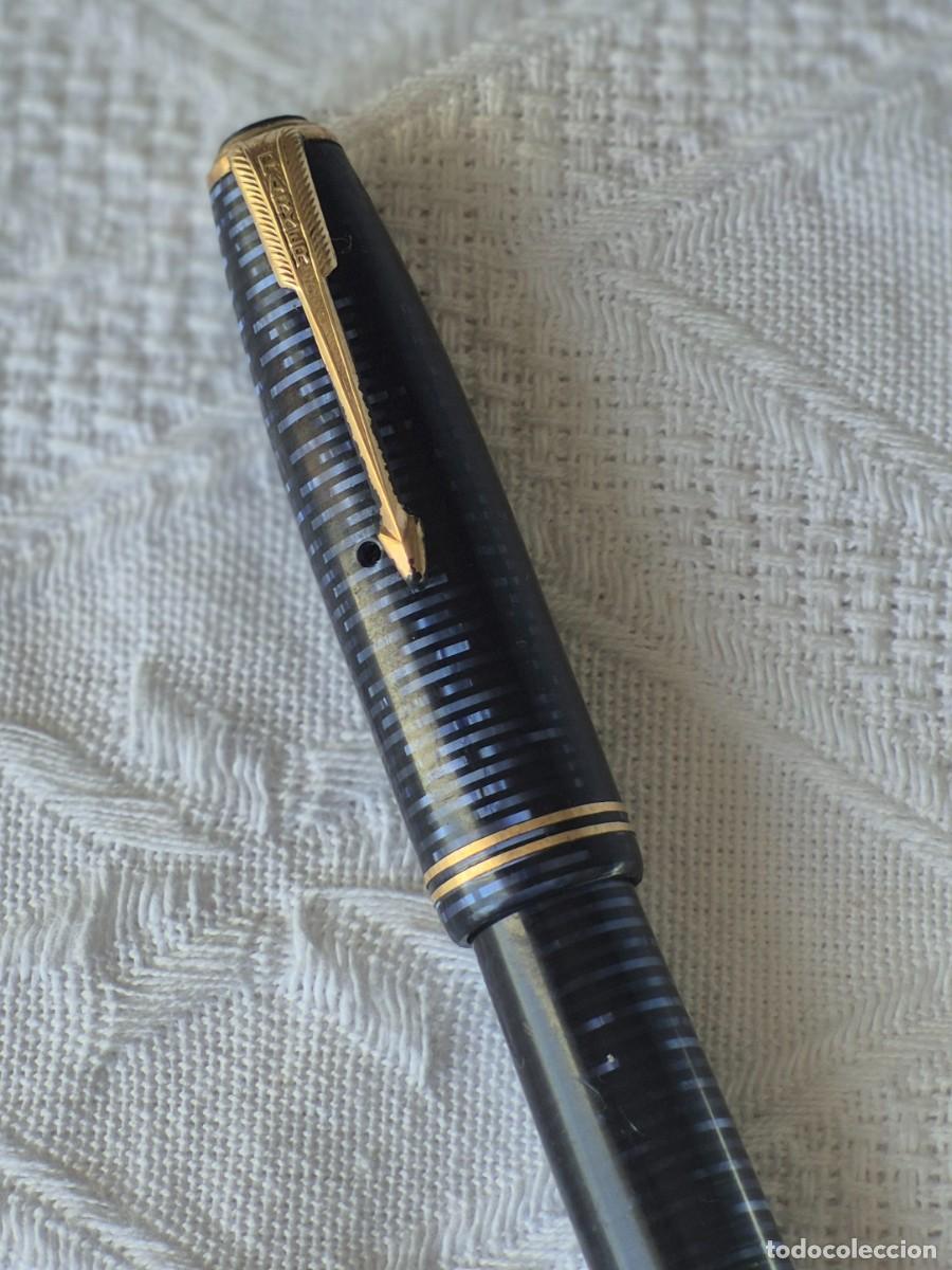 Plumas estilogr&aacute;ficas antiguas: PLUMA ESTILOGR&Aacute;FICA PARKER VACUMATIC N&ordm; 9- plum&iacute;n Plastiner 14 KTS &ndash; a&ntilde;o 1940