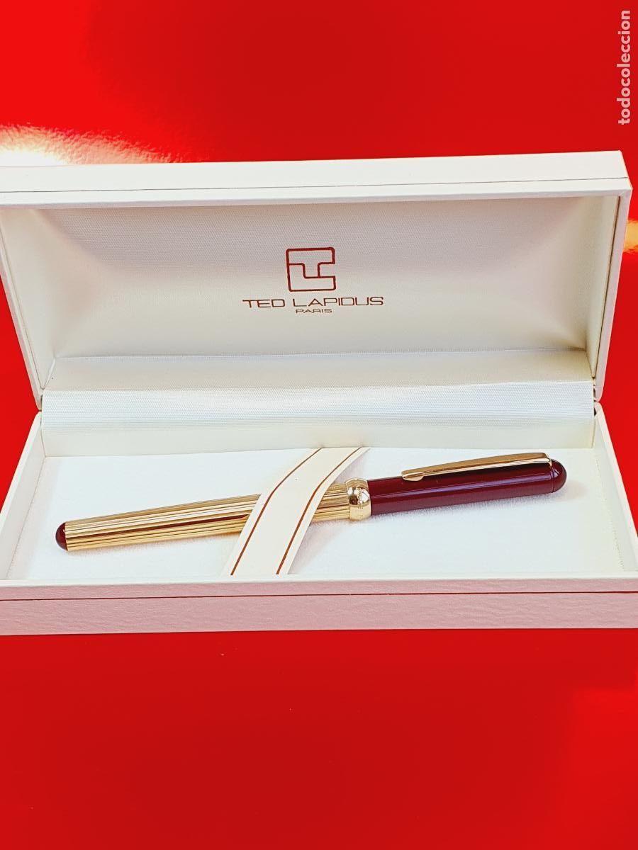 Plumas estilogr&aacute;ficas antiguas: 11308*PLUMA ESTLOGR&Aacute;FICA-TED LAPIDUS LUXE-PAR&Iacute;S(FRANCIA)-GERMANY-MARR&Oacute;N Y ORO-CAJAS-