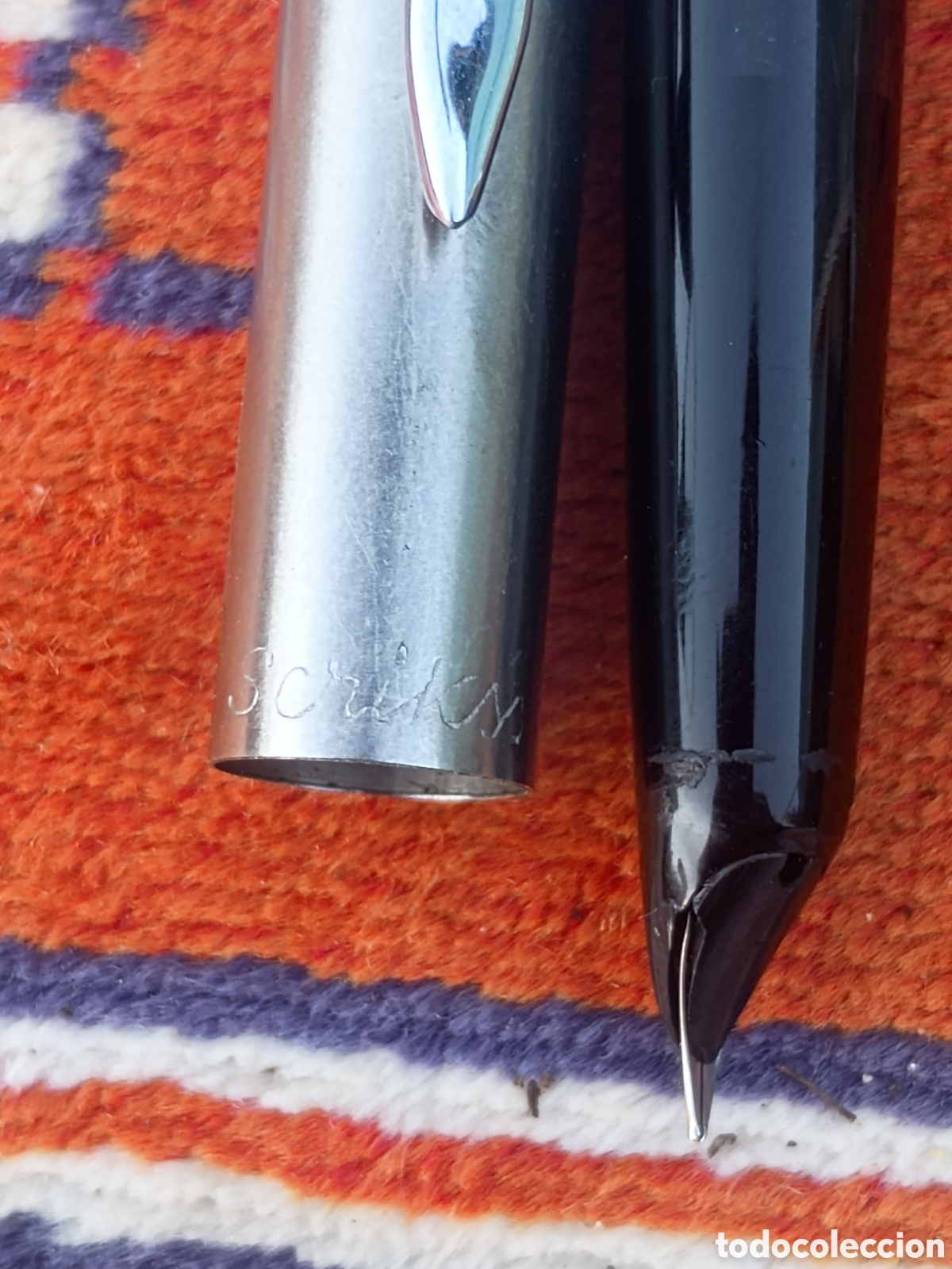 Plumas estilogr&aacute;ficas antiguas: Pluma scrikss negro baquelita - Foto 3