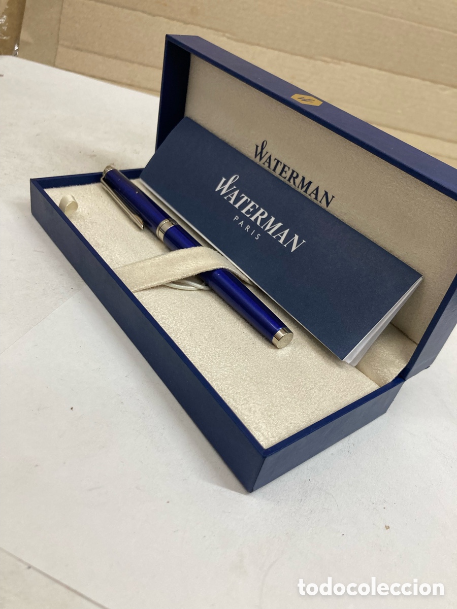 Plumas estilogr&aacute;ficas antiguas: Reloj Waterman paris cuerpo lacado azul
