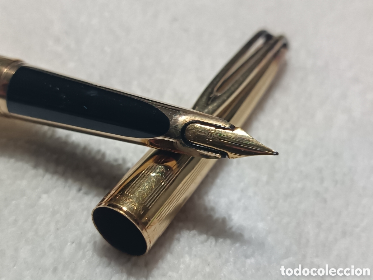 Plumas estilogr&aacute;ficas antiguas: PLUMA ESTILOGRAFICA WATERMAN ,CHAPADA EN ORO Y PLUMIN DE ORO DE 18 KILATES