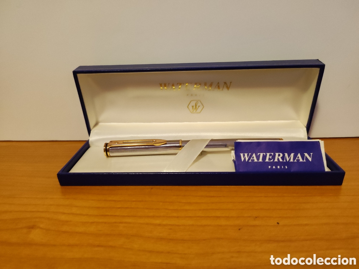 Plumas estilogr&aacute;ficas antiguas: Bol&iacute;grafo Vintage Waterman Paris &ndash; Acabado Cromado / Plateado con Estuche Original