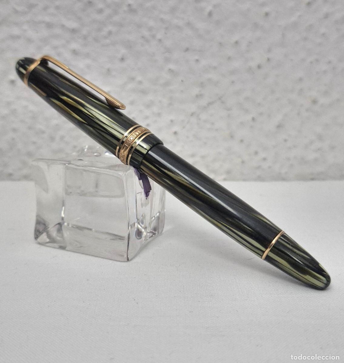 Plumas estilogr&aacute;ficas antiguas: Estilogr&aacute;fica Montblanc Masterpiece 144 Verde Estriado 1950