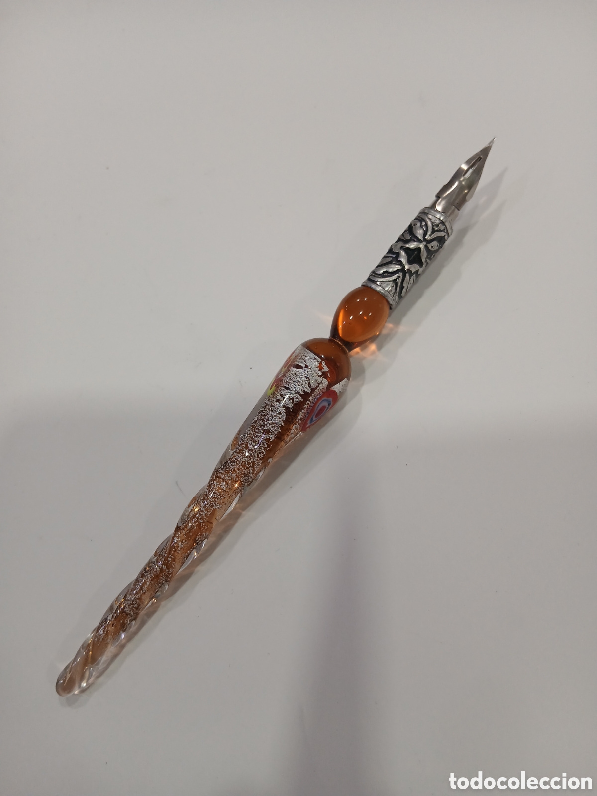 Plumas estilogr&aacute;ficas antiguas: Antigua pluma estilogr&aacute;fica en cristal de Murano. (L68)
