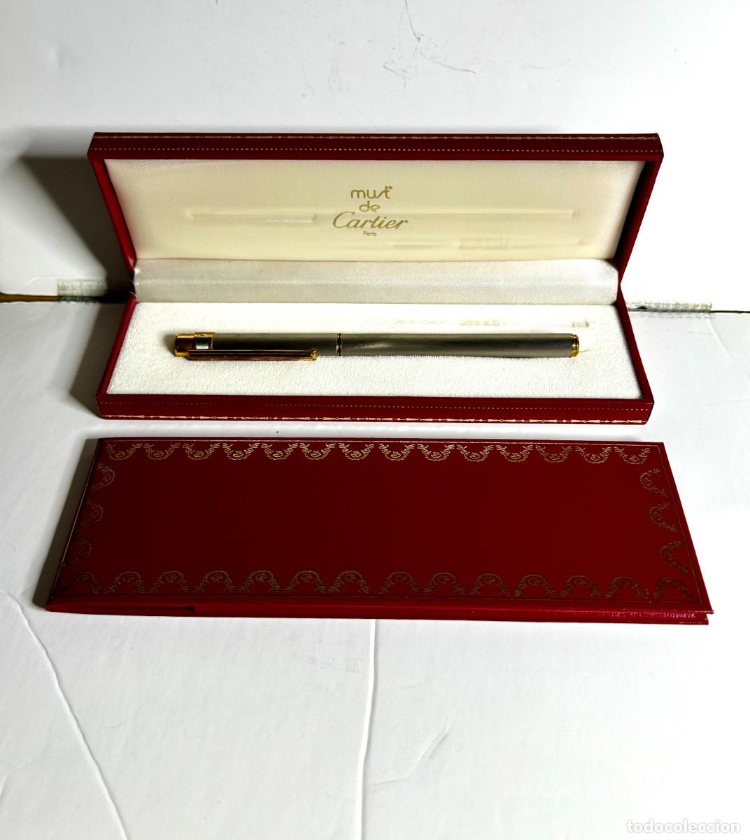 Plumas estilogr&aacute;ficas antiguas: 4030.Autentica Pluma estilogr&aacute;fica Must de Cartier modelo Santos completa con estuche y papeles