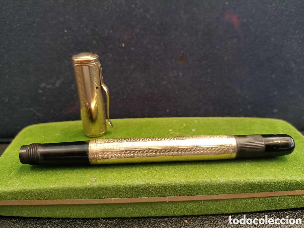 Plumas estilogr&aacute;ficas antiguas: Pluma retr&aacute;ctil, plum&iacute;n de oro. - Foto 4