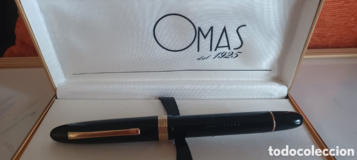 Plumas estilogr&aacute;ficas antiguas: Omas ogiva,extra negra gt. pluma estilogr&aacute;fica carga a piston perfecto estado
