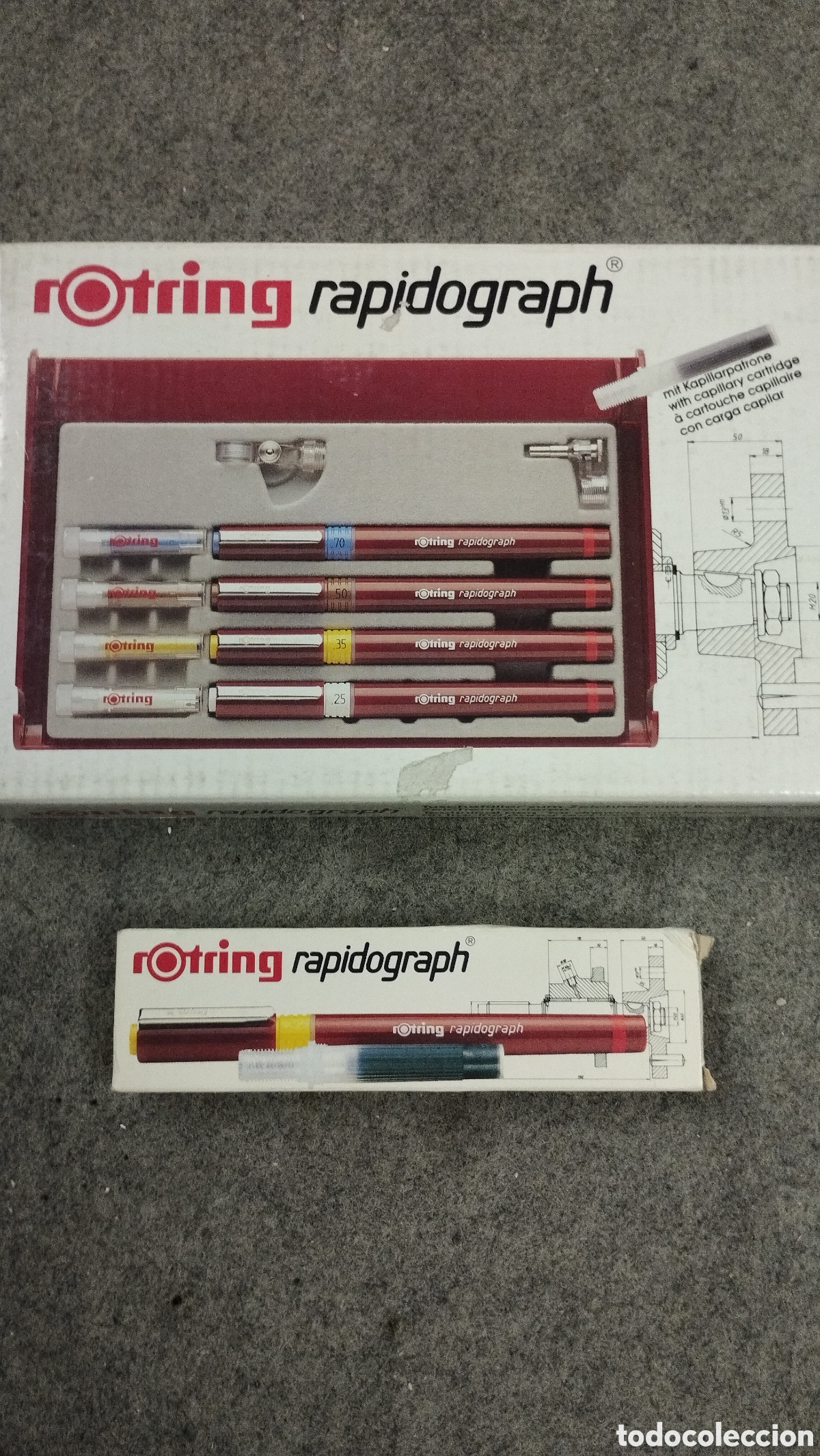 Plumas estilogr&aacute;ficas antiguas: Set Rotring rapidograph nuevo