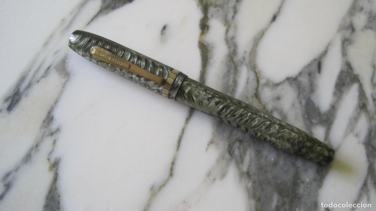 Plumas estilogr&aacute;ficas antiguas: PLUMA ESTILOGR&Aacute;FICA EPENCO - MARMOLADO - PLUM&Iacute;N DORADO - USA - A&Ntilde;OS 40