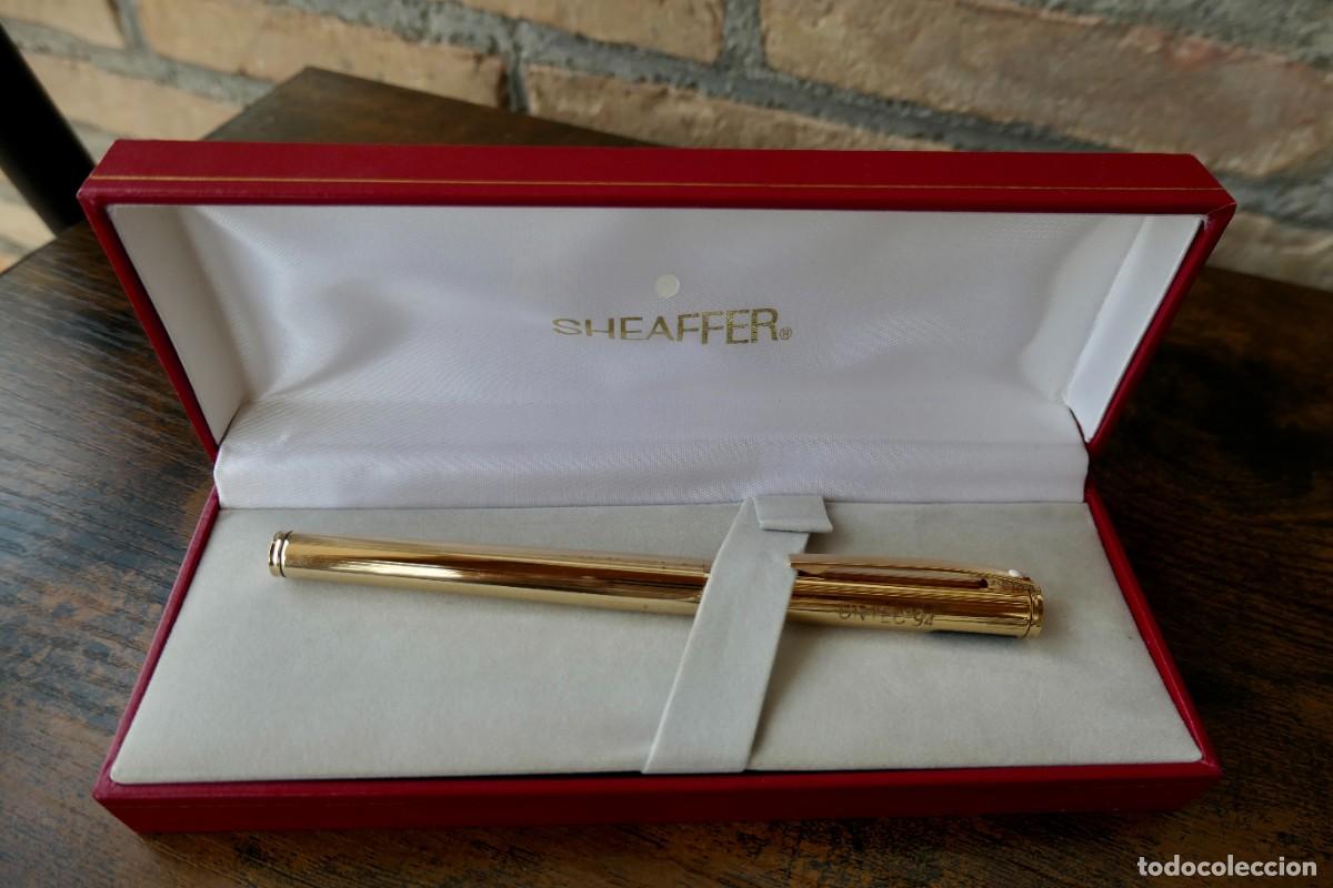 Plumas estilogr&aacute;ficas antiguas: Sheaffer Fashion 270 con el trazo medio -GOLD ELECTROPLATED - grabado &rdquo;UNITEC '94&rdquo;